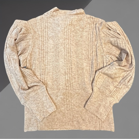 Band Of The Free Tops - NWT B.O.G. Raquel Lightweight Ribbed Mock Neck Cropped Sweater | Tan | Small